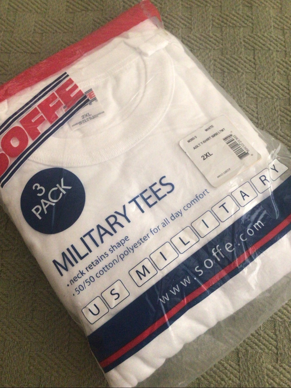 Soffe 3-Pack White Military Tees 50/50 vintage NWT 2XL